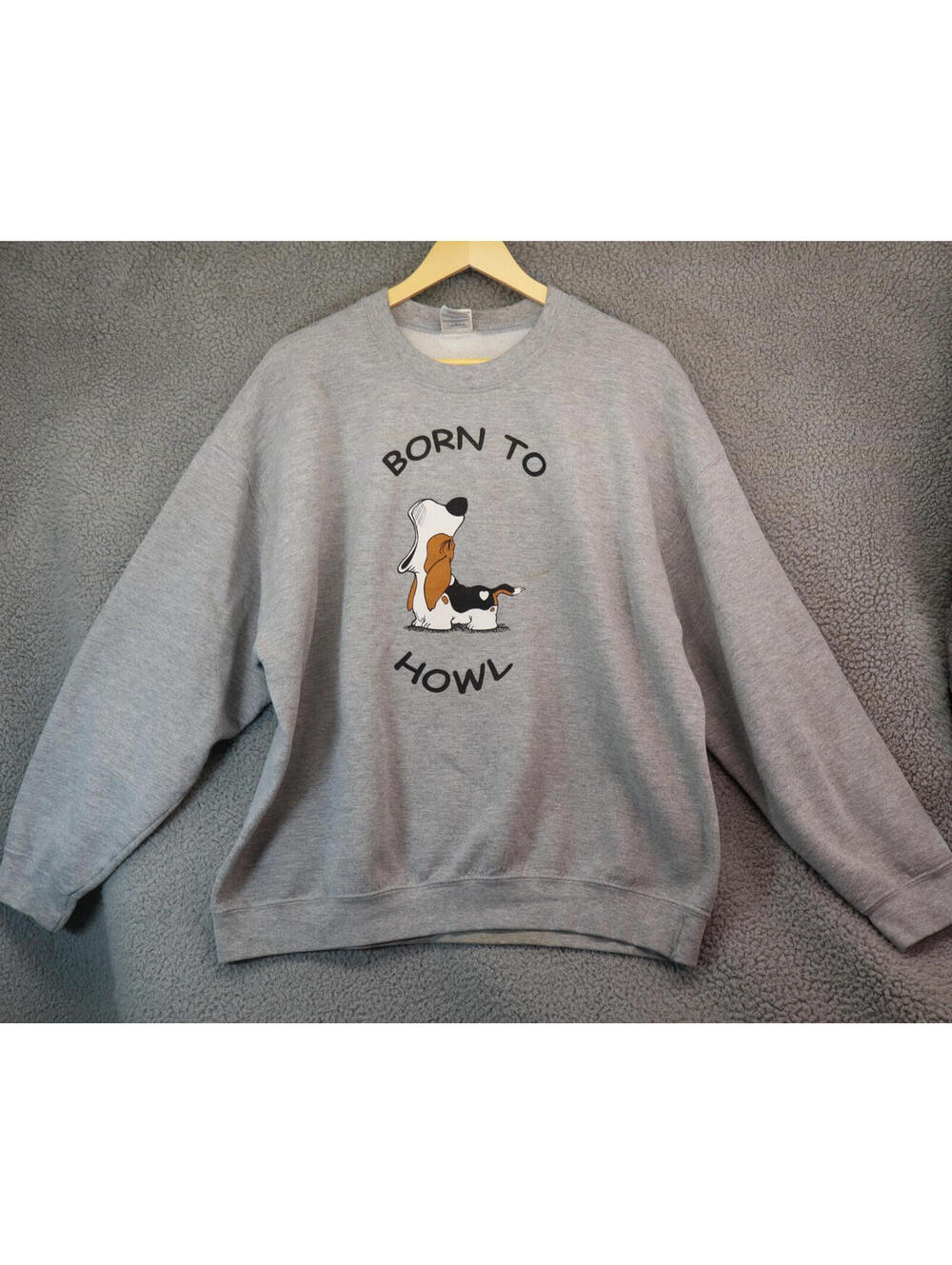 Dog Sweatshirt Print Women XL Gray Bounder Blvd Vtg